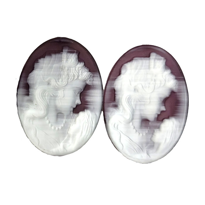 22X30MM WOMAN WITH CHILD CAMEO CAT'S EYE PURPLE